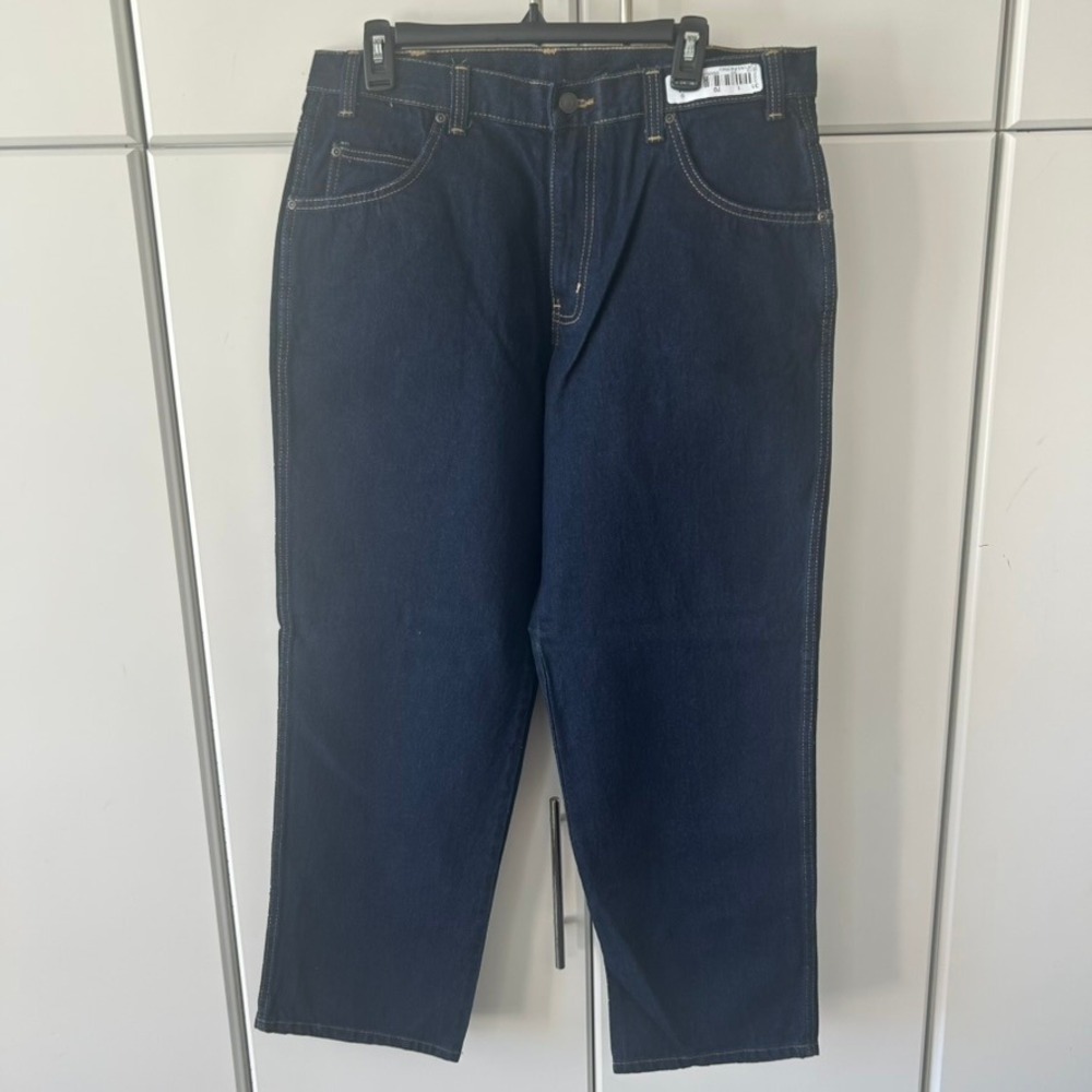 Cintas 394 Denim Mens Dark Indigo‎ Work Pants Jeans 34x30 Straight Leg 100%